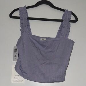 Aritzia Sunday Best Purple Ribbed Crop Top